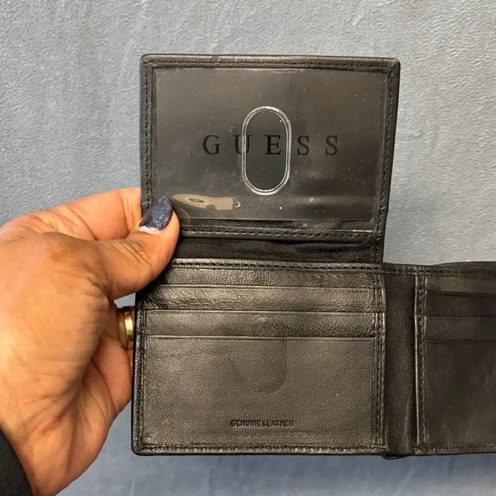 Guess Black Leather Wallet Men’s Card Holder Everyday Soft